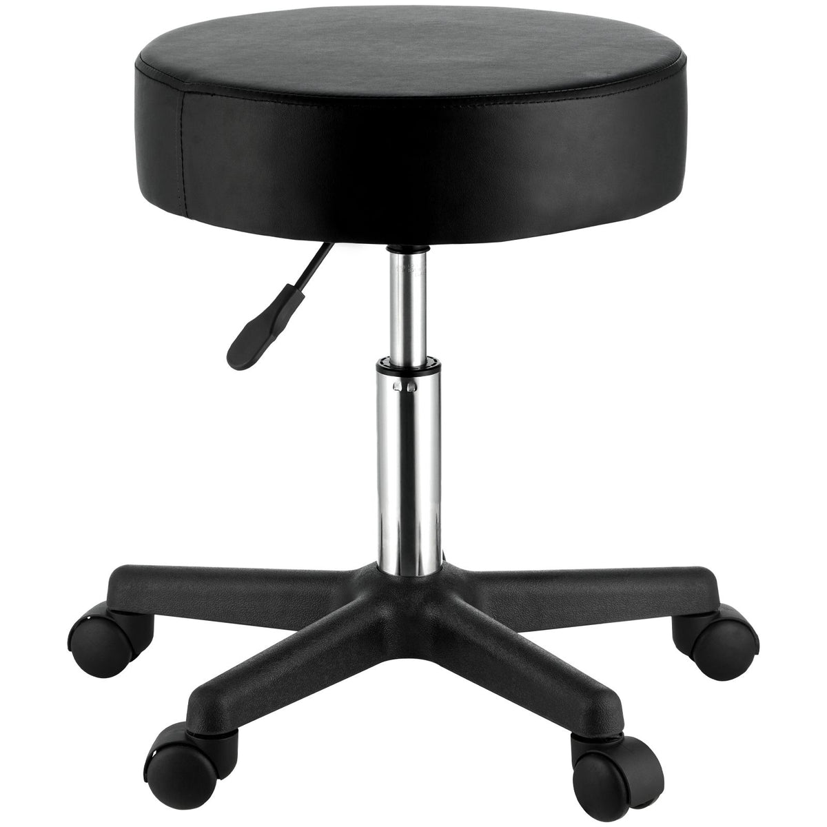 rolling stools with wheels, 400 lbs weight capacity adjustable height stool with ultra-thick seat cushion, swivel stools chair for salon, bar, home, office, tatoo, medical, massage, black