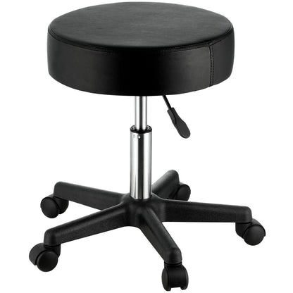 Rolling Stools with Wheels, 400 LBS Weight Capacity Adjustable Height Stool with Ultra-Thick Seat Cushion, Swivel Stools Chair for Salon, Bar, Home, Office, Tatoo, Medical, Massage, Black