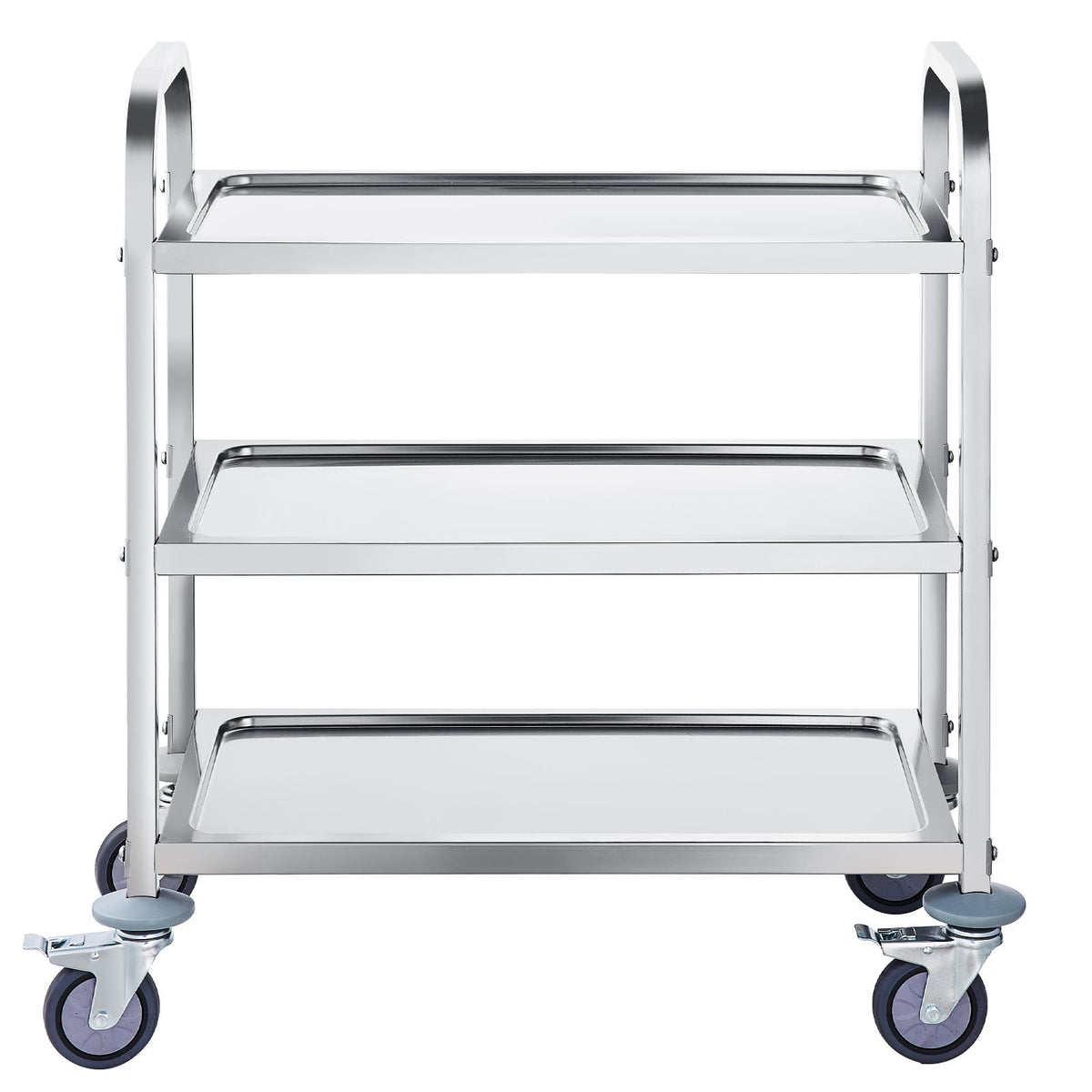 Stainless Steel Cart, 3 Layers Lab Utility Cart 400 lbs Weight Capacity, Medical Cart with Lockable Universal Wheels, for Lab, Clinic, Kitchen, Salon