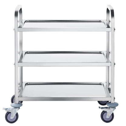 Stainless Steel Cart, 3 Layers Lab Utility Cart 400 lbs Weight Capacity, Medical Cart with Lockable Universal Wheels, for Lab, Clinic, Kitchen, Salon