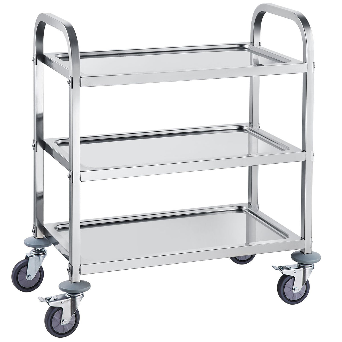 stainless steel cart, 3 layers lab utility cart 400 lbs weight capacity, medical cart with lockable universal wheels, for lab, clinic, kitchen, salon