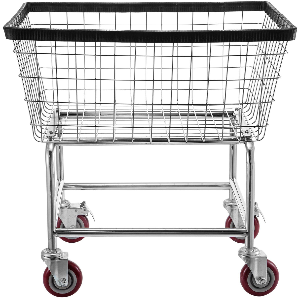 Wire Laundry Cart, 2.8Bushel Wire Laundry Basket with Wheels, 26.7''x21.7''x26.4'' Commercial Wire Laundry Basket Cart, Steel Frame with Chrome Finish, 4" Casters, Wire Basket Cart for Laundry