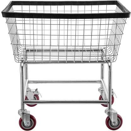 Wire Laundry Cart, 2.8Bushel Wire Laundry Basket with Wheels, 26.7''x21.7''x26.4'' Commercial Wire Laundry Basket Cart, Steel Frame with Chrome Finish, 4" Casters, Wire Basket Cart for Laundry