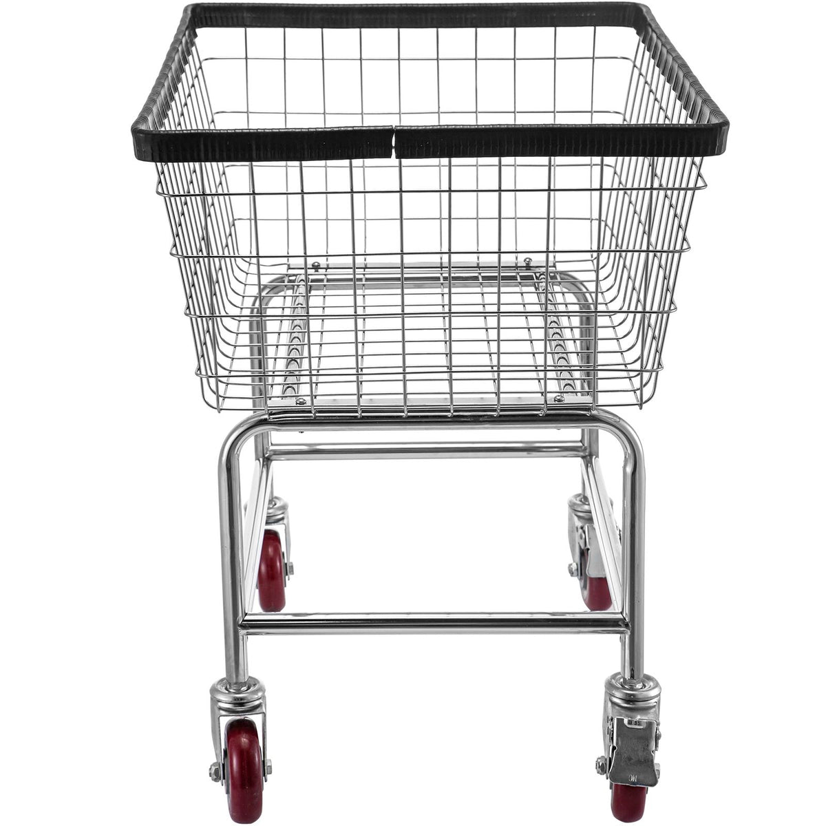 Wire Laundry Cart, 2.8Bushel Wire Laundry Basket with Wheels, 26.7''x21.7''x26.4'' Commercial Wire Laundry Basket Cart, Steel Frame with Chrome Finish, 4" Casters, Wire Basket Cart for Laundry