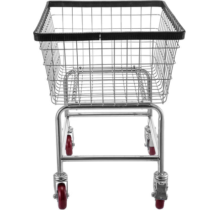 Wire Laundry Cart, 2.8Bushel Wire Laundry Basket with Wheels, 26.7''x21.7''x26.4'' Commercial Wire Laundry Basket Cart, Steel Frame with Chrome Finish, 4" Casters, Wire Basket Cart for Laundry