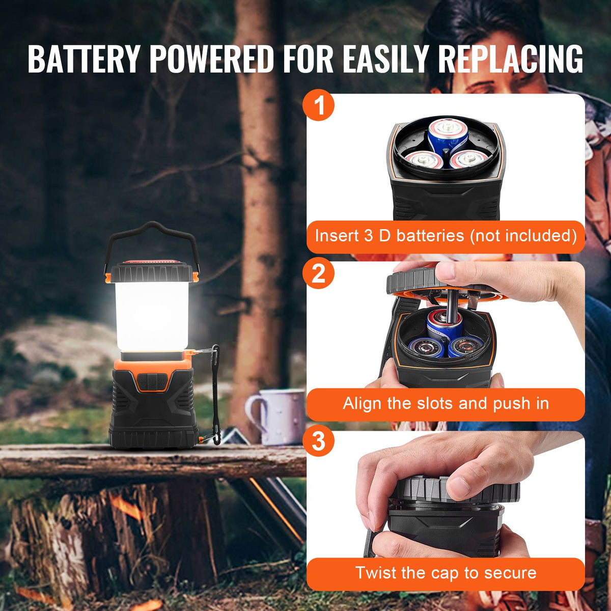 led camping lantern, all-in-one, 1000lm, 360° illumination, 4 lighting modes, battery powered light, outdoor robust flashlight, built to last light, ideal for hiking fishing outages repairs