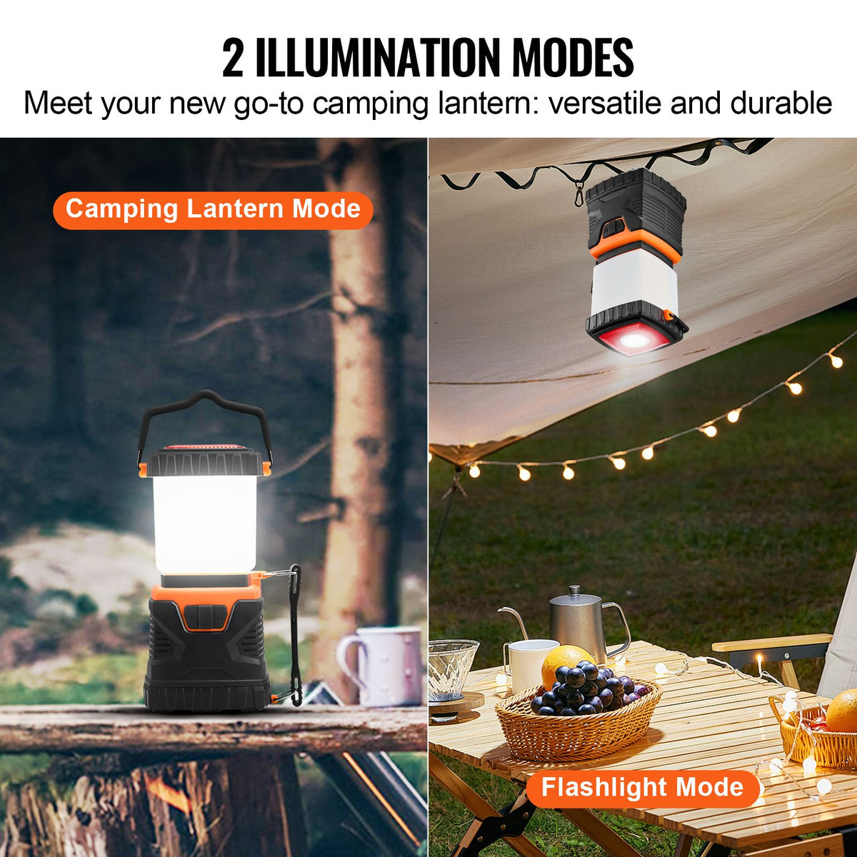 led camping lantern, all-in-one, 1000lm, 360° illumination, 4 lighting modes, battery powered light, outdoor robust flashlight, built to last light, ideal for hiking fishing outages repairs