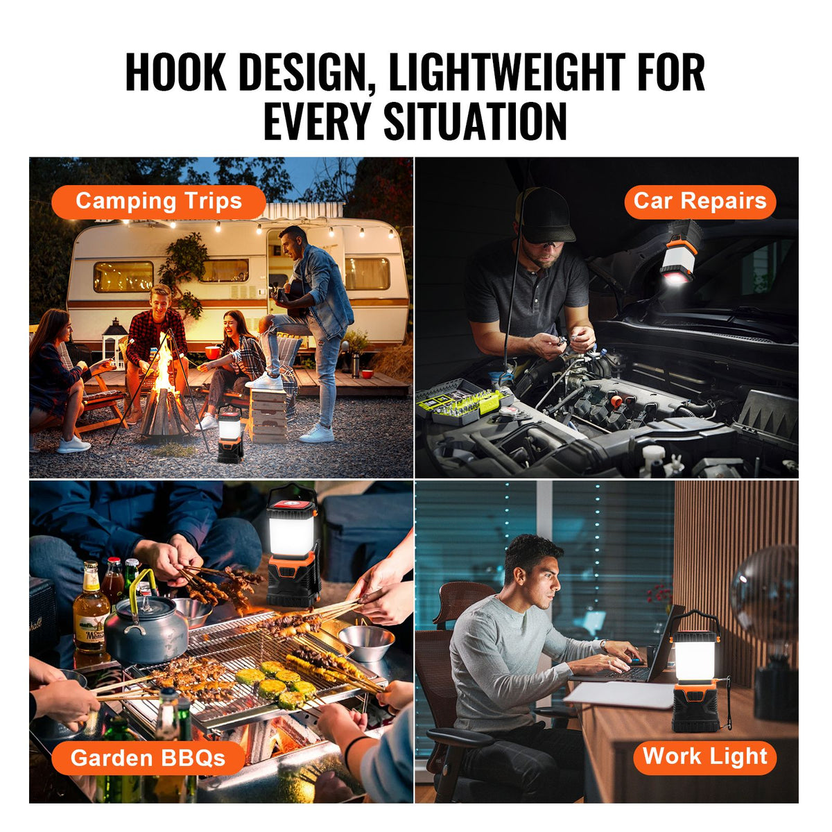 LED Camping Lantern, All-in-one, 1000LM, 360° Illumination, 4 Lighting Modes, Battery Powered Light, Outdoor Robust Flashlight, Built to Last Light, Ideal for Hiking Fishing Outages Repairs