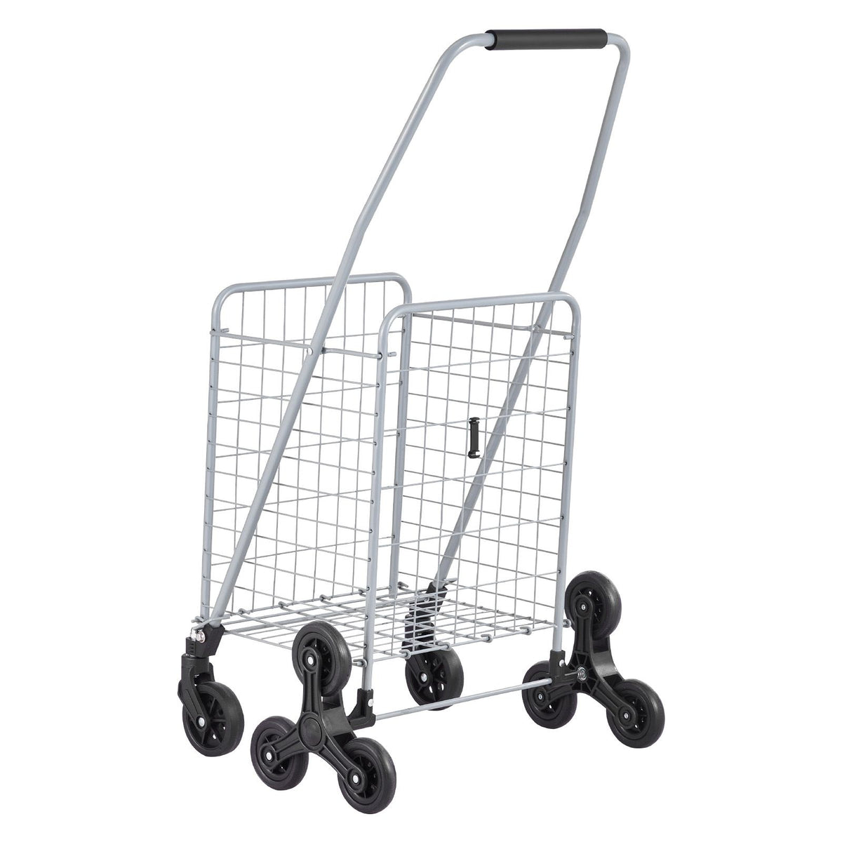 Grocery Shopping Cart, 45L Stair Climbing Shopping Cart with 360° Rolling Swivel Wheels, Stair Climber Utility Cart with Tri-Wheels, Foldable Collapsible & Lightweight for Laundry Travel, Silver