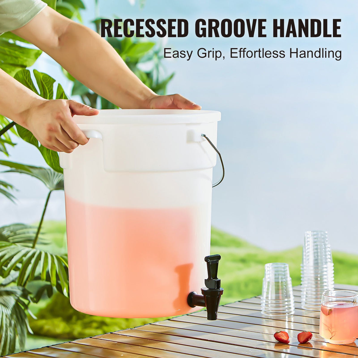 Beverage Dispenser, 5 Gallon Drink Dispensers for Parties, Plastic Juice Dispenser with Spigot and Lid, Iced Tea Lemonade Juice Water Dispenser, for Restaurants, Hotels, Parties, 2