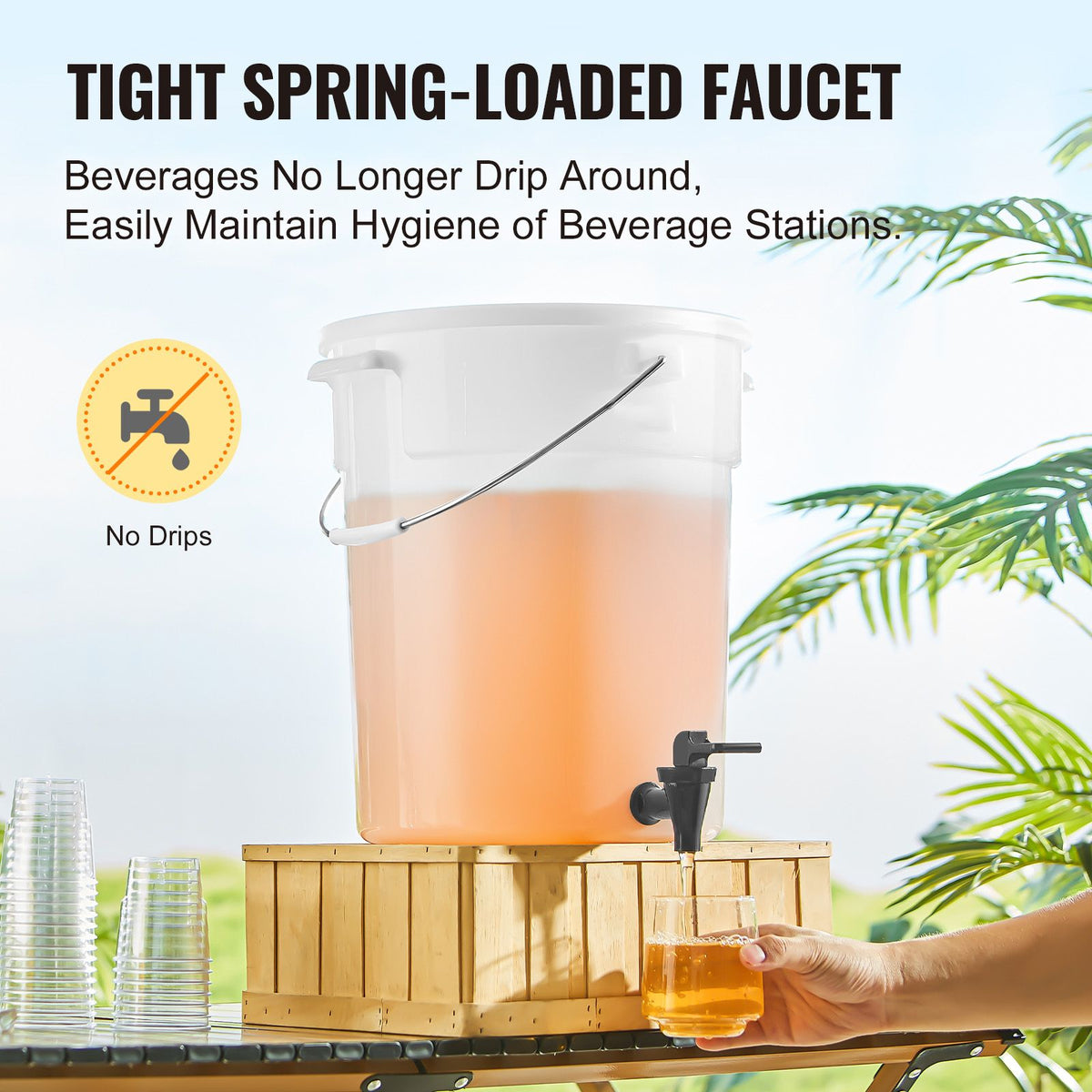 beverage dispenser, 5 gallon drink dispensers for parties, plastic juice dispenser with spigot and lid, iced tea lemonade juice water dispenser, for restaurants, hotels, parties, 2