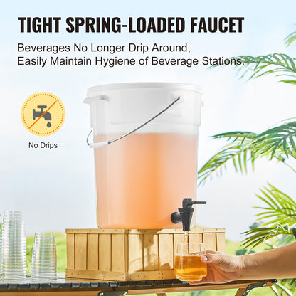Beverage Dispenser, 5 Gallon Drink Dispensers for Parties, Plastic Juice Dispenser with Spigot and Lid, Iced Tea Lemonade Juice Water Dispenser, for Restaurants, Hotels, Parties, 2