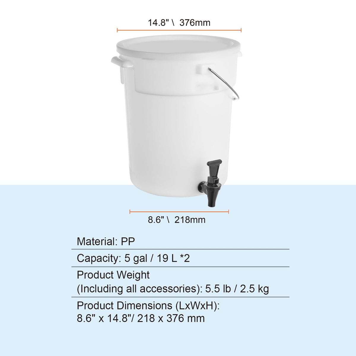 Beverage Dispenser, 5 Gallon Drink Dispensers for Parties, Plastic Juice Dispenser with Spigot and Lid, Iced Tea Lemonade Juice Water Dispenser, for Restaurants, Hotels, Parties, 2