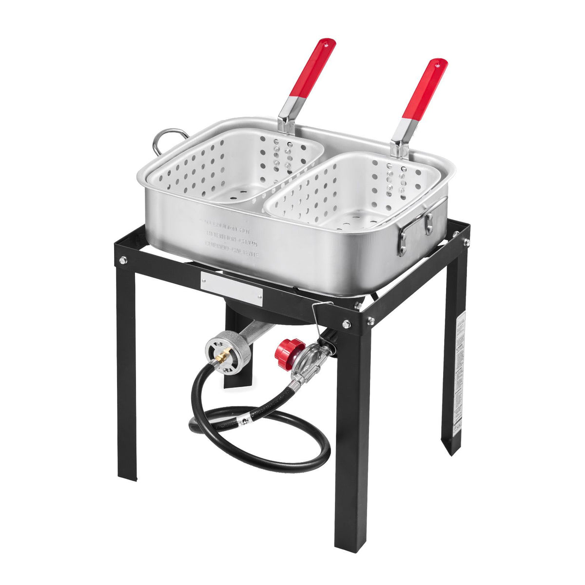 18 qt fish and wing fryer with double basket, aluminum propane fish fryer kit, outdoor deep fryer seafood pot with thermometer and 58,000 btus propane burners, for outdoor and back