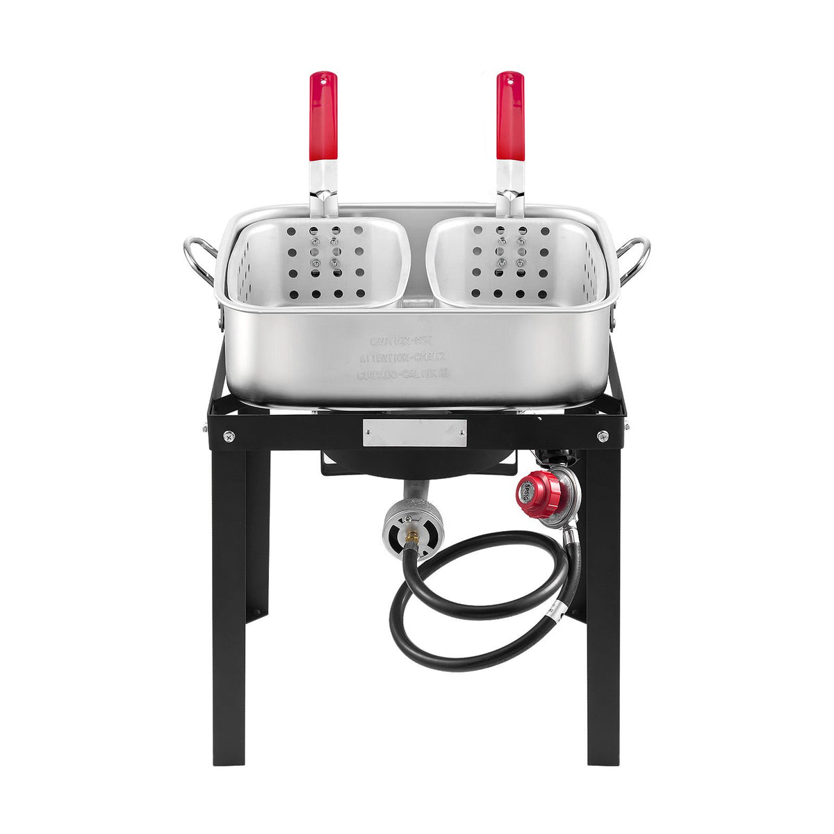 18 Qt Fish and Wing Fryer with Double Basket, Aluminum Propane Fish Fryer Kit, Outdoor Deep Fryer Seafood Pot with Thermometer and 58,000 BTUs Propane Burners, for Outdoor and Back