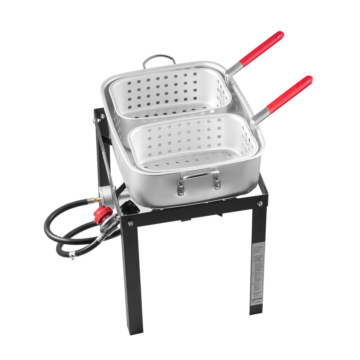 18 Qt Fish and Wing Fryer with Double Basket, Aluminum Propane Fish Fryer Kit, Outdoor Deep Fryer Seafood Pot with Thermometer and 58,000 BTUs Propane Burners, for Outdoor and Back