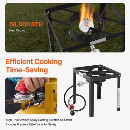 18 Qt Fish and Wing Fryer with Double Basket, Aluminum Propane Fish Fryer Kit, Outdoor Deep Fryer Seafood Pot with Thermometer and 58,000 BTUs Propane Burners, for Outdoor and Back