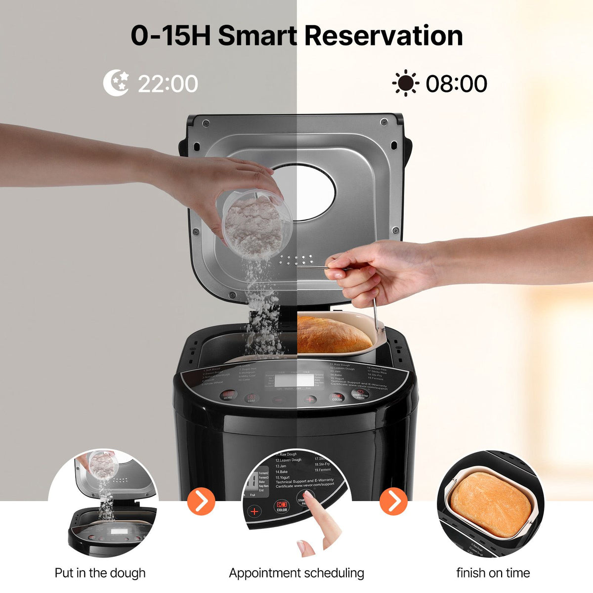 bread maker, 19-in-1 2lb dough machine, nonstick ceramic pan automatic breadmaker with gluten free setting, whole wheat bread making, digital, programmable, 3 loaf sizes, 3 crust colors