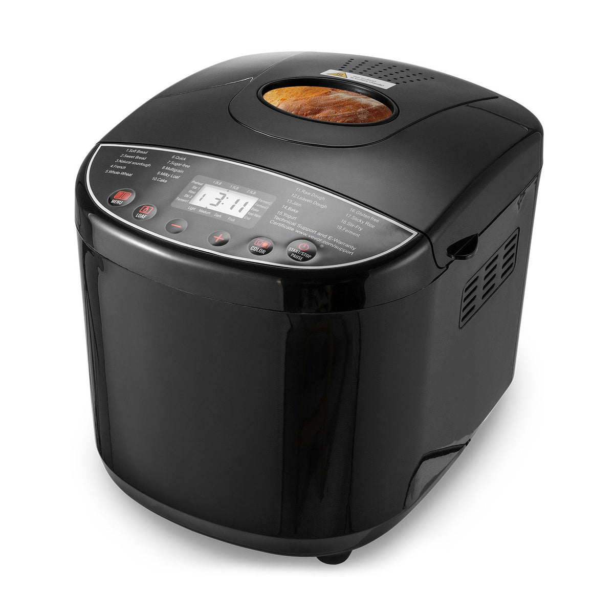 bread maker, 19-in-1 2lb dough machine, nonstick ceramic pan automatic breadmaker with gluten free setting, whole wheat bread making, digital, programmable, 3 loaf sizes, 3 crust colors