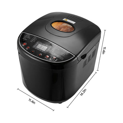 Bread Maker, 19-in-1 2LB Dough Machine, Nonstick Ceramic Pan Automatic Breadmaker with Gluten Free Setting, Whole Wheat Bread Making, Digital, Programmable, 3 Loaf Sizes, 3 Crust Colors