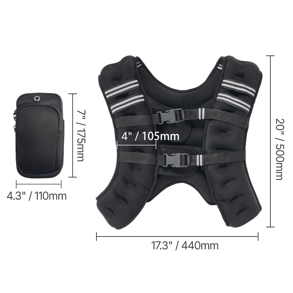 weighted vest, 30 lbs weight vest with reflective stripe, adjustable buckle body weight vest for men women, workout equipment for strength training, running, jogging, fitness, and weight loss